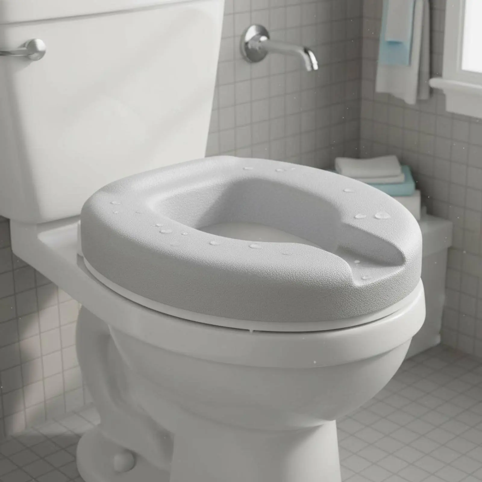 

Raised Toilet Seat Cushion Expanded Polypropylene Material Toilet Seat Riser Cushion Bathroom Aid Easy to Clean Soft for Elderly