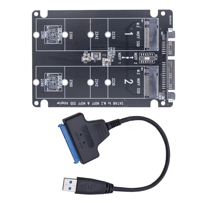 Adaptador doble puerto M.2 NGFF SSD a puerto serie Experimente transferencias archivos más rápidas a 6 Gbps y