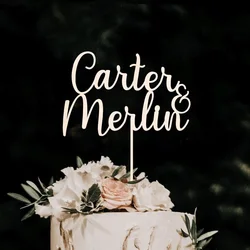 Cake Topper Personalized Name, Cake Decoration Topper for Bride Bridegroom Name, Acrylic Cake Topper and Wooden Cake Topper