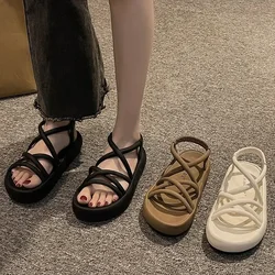 Versatile Womens Sandals Comfortable Roman Shoes Slip on Beach Shoes Thick Sole Women Shoes Summer New Zapatos Para Mujeres