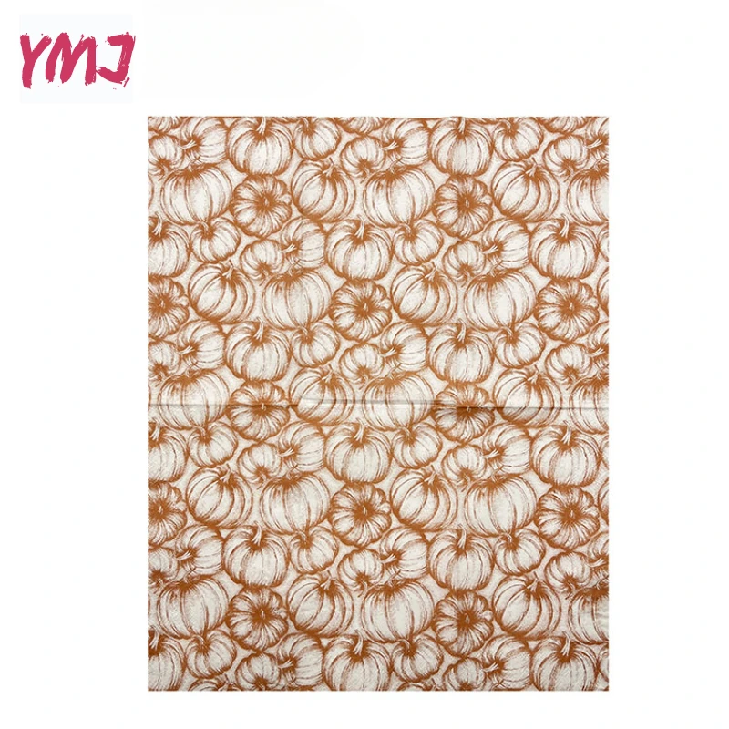 Autumn Pumpkin Print Napkins Thanksgiving Party Decoration Colourful Paper Napkins DIY Butterfly Bone Bart Paper 20pcs 33*40cm