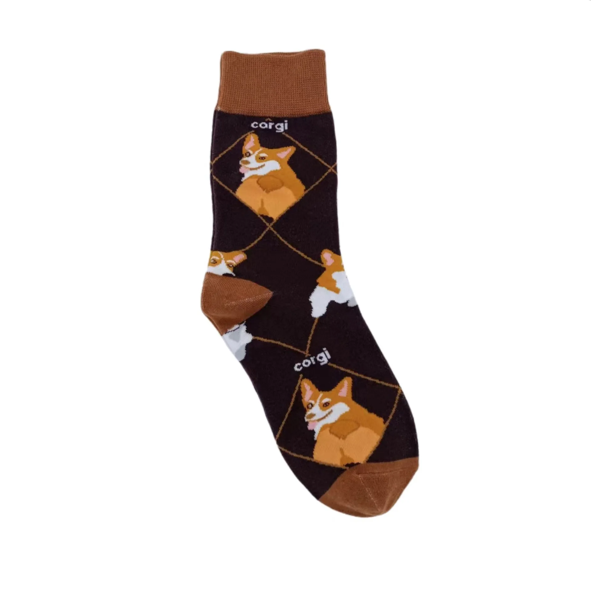 Neue Happy Herrensocken Damen Neuheit Cartoon-Socken Gekämmte Baumwolle Neue Corgi Cartoon Happy Puppy Kollektion Niedliche Windsocken für Männer/Frauen # – Detail 8