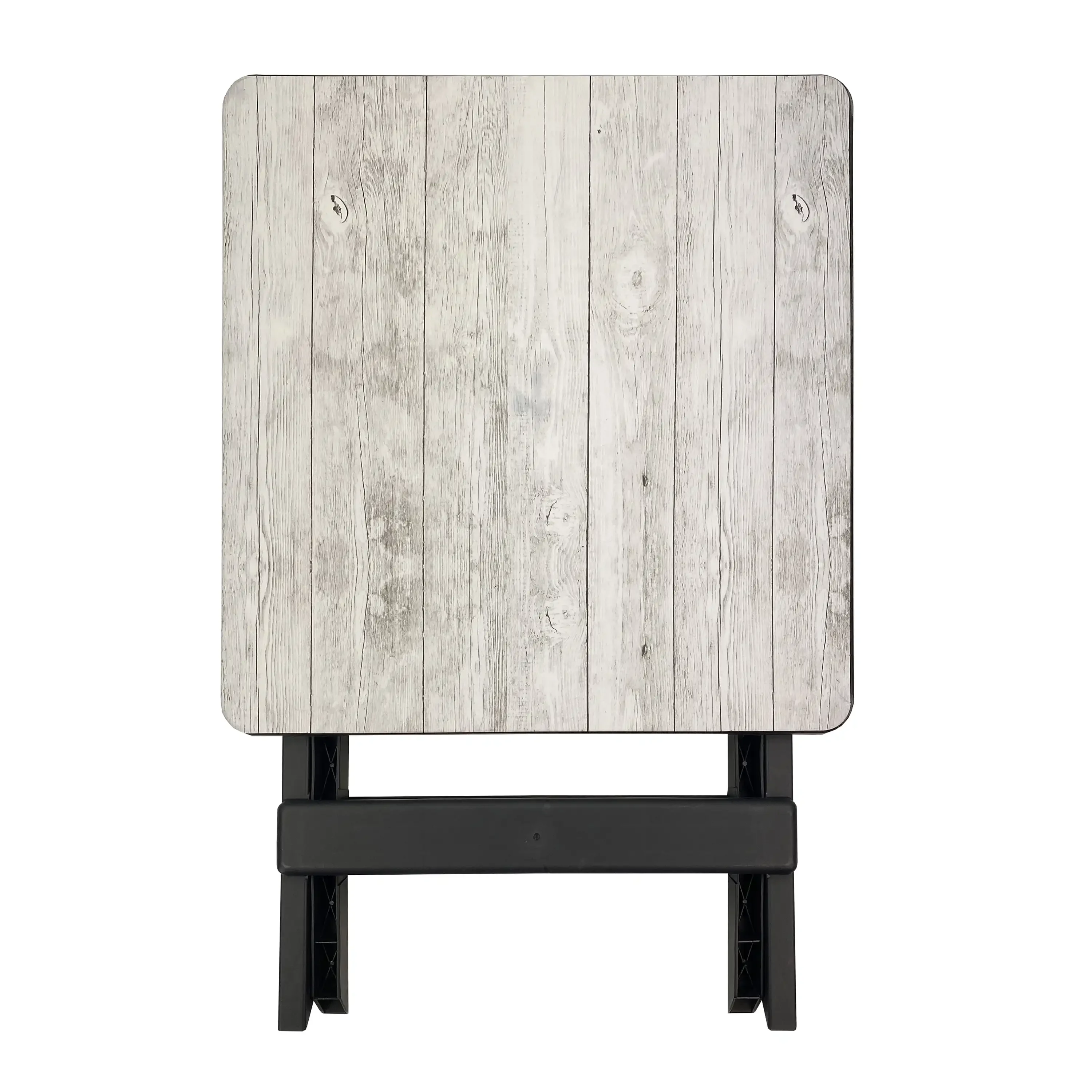 19-inch Folding Camp Table, Gray Wood Grain Plastic Top for Outdoor Picnics, Patio, Deck, and Beach, Portable & Lightweight