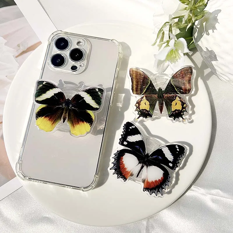 Socket Folding Grip Tok Bionic Butterfly Phone Holder 3D Effect Transparent handle insect phone Stande