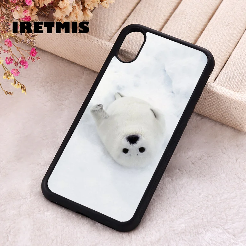 Iretmis Phone Cover Case For iPhone X XS Max XR 11 12 13 PRO MINI 14 15 16 Plus Rubber Silicone Harp Seal Pup