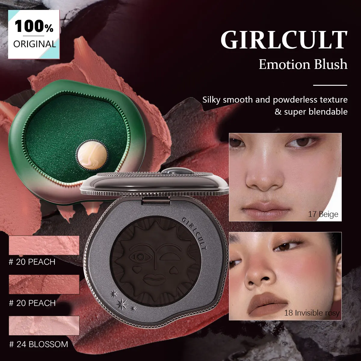 كريم Girlcult Emotion متعدد الوظائف، مسحوق مطلي بدقة، فيوجن البشرة الحريري، دافق طبيعي، تأثير تركيز ناعم، تخفيف يومي، هدية