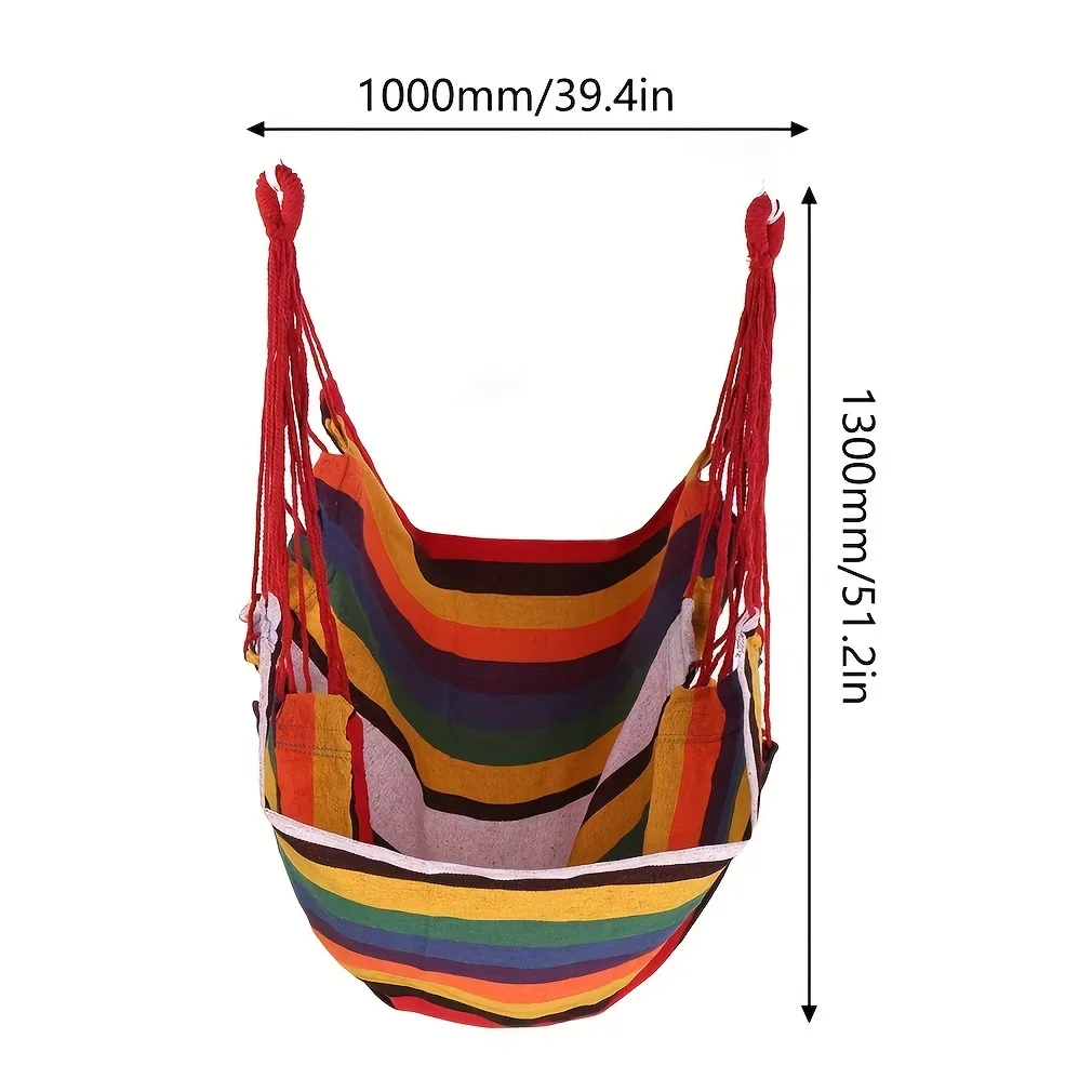 Canvas Leisure Swing Hanging Chair, 1pc Outdoor Hammock Chair, Without Pillow And Cushion, Garden Leisure Furniture Hammocks