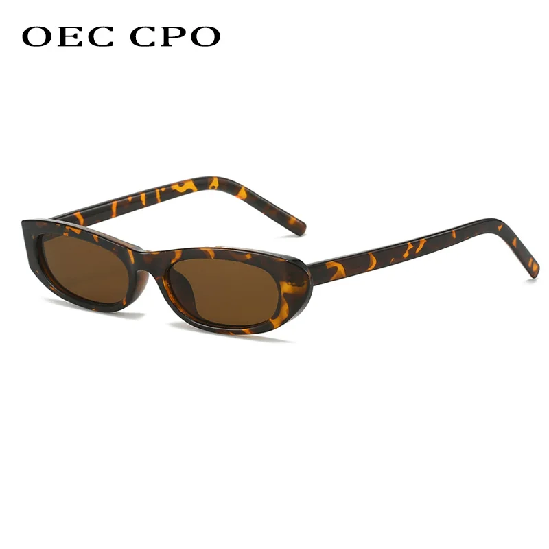 

OEC CPO Retro Small Frame Cat Eye Sunglasses Women Fashion Popular Leopard Brown Trending Sun Glasses Female Punk UV400 Eyewear