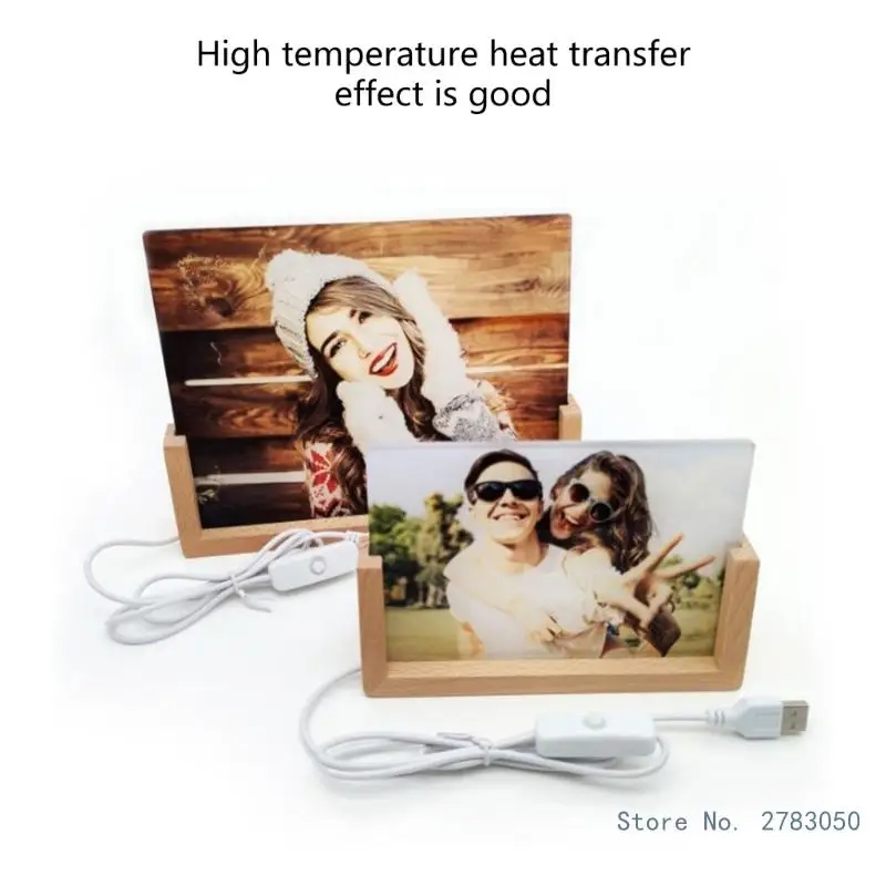 Heat Transfer Acrylic Picture Frame with LED Light Standing Sublimation Blank Photo Frame with Base Home Decors