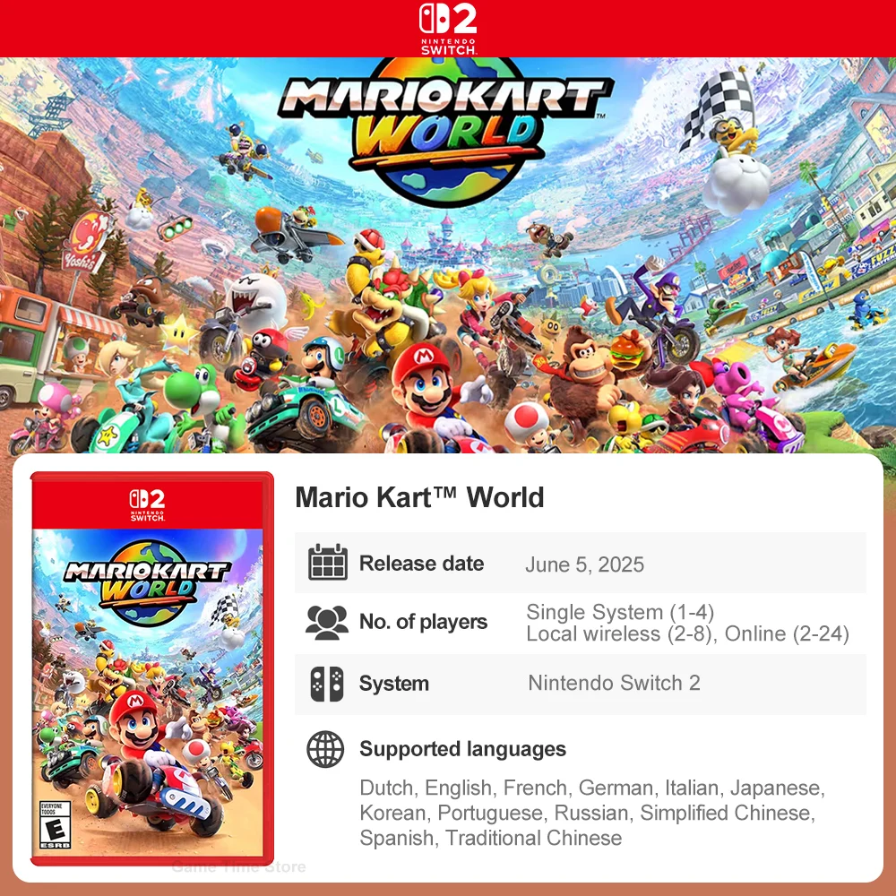 Mario Kart World Nintendo Switch 2 Juegos Ofertas Tarjeta de juego físico Soporte Multijugador en línea Mario Game Switch 2 Edition