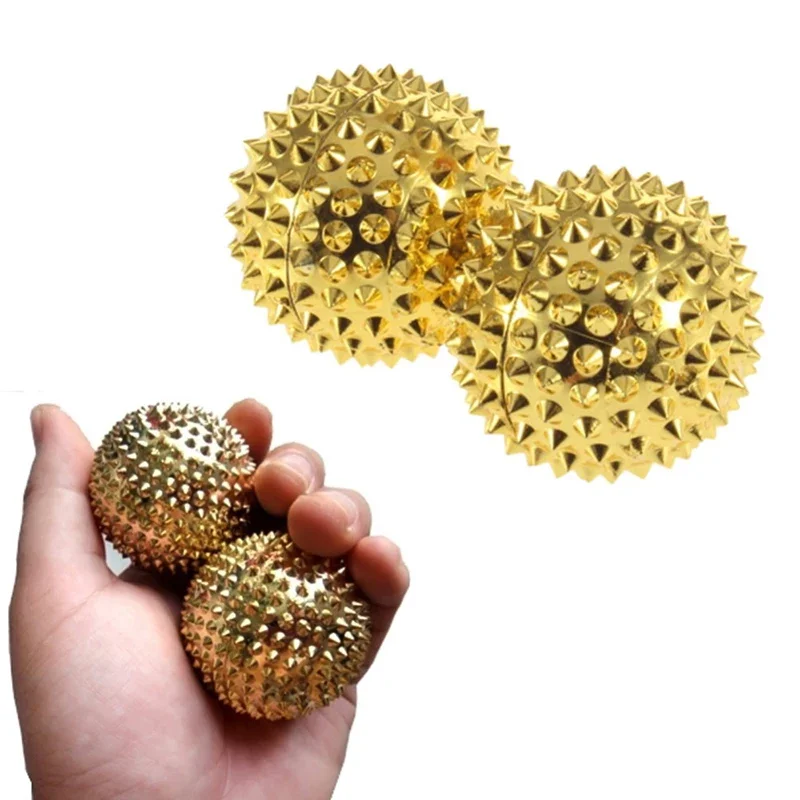 1 Pair Magnetic Hand Massage Ball Relieves Muscle Tension Acupoint Muscle Relaxation Stabbing Ball Male and Female Golden Tool