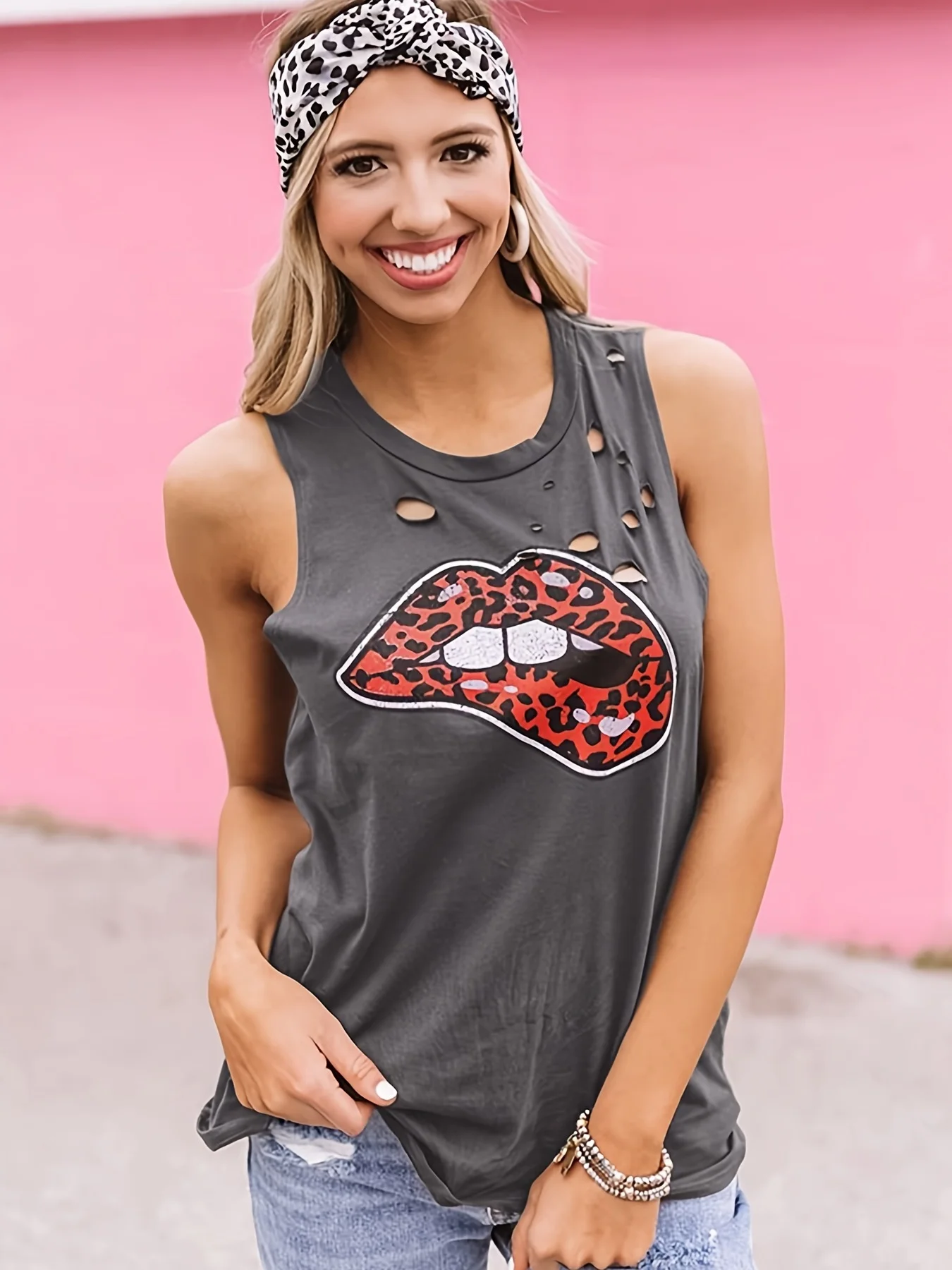 Summer Women\'s Casual Sleeveless Tank Top T-shirt Tshirts Creativity Streettshirt Individual Casual Clothes