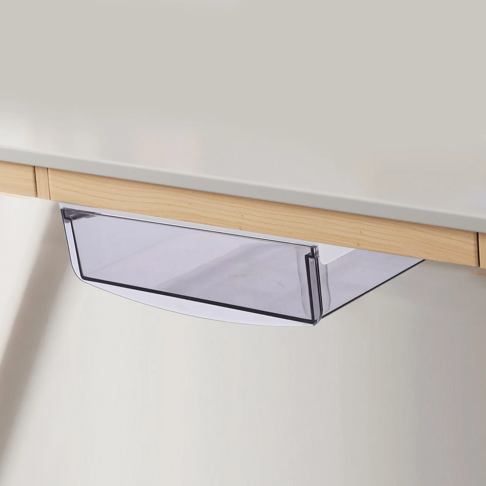 شفافة ذاتية اللصق تحت درج المكتب مخفي الشريحة خارج صندوق تخزين مكتب منظم القرطاسية سطح الطاولة غير مرئية #4