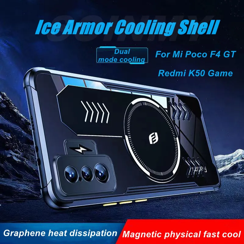 

Magnetic Cooling Phone Case For Xiaomi POCO F4 GT F3 Redmi K50 K40 Case Shockproof Clear Heat Dissipation Game Cooler Back Cover