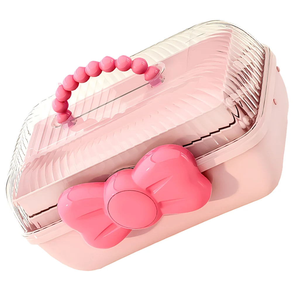 

Hair Accessories Storage Box Pink Portable Jewelry Box for Girls Hair Clips Container Dust-proof Organizer Multi-layered