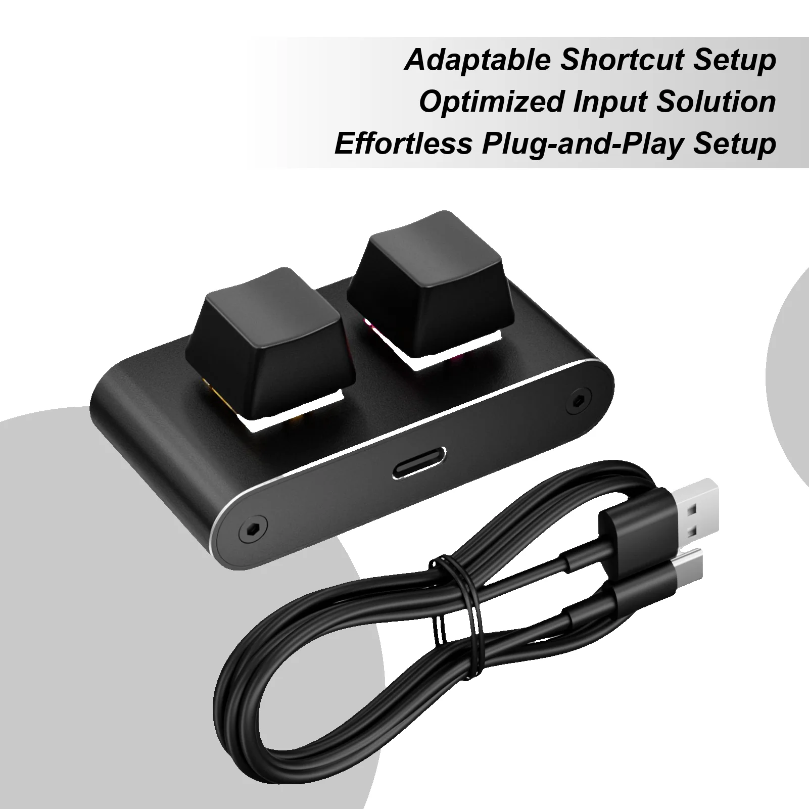 

Macro Pad 2-Key Type-C Keypad 5-Character Setting Macro Keyboard for Office Game Graphic Design Live Streaming Video Editing