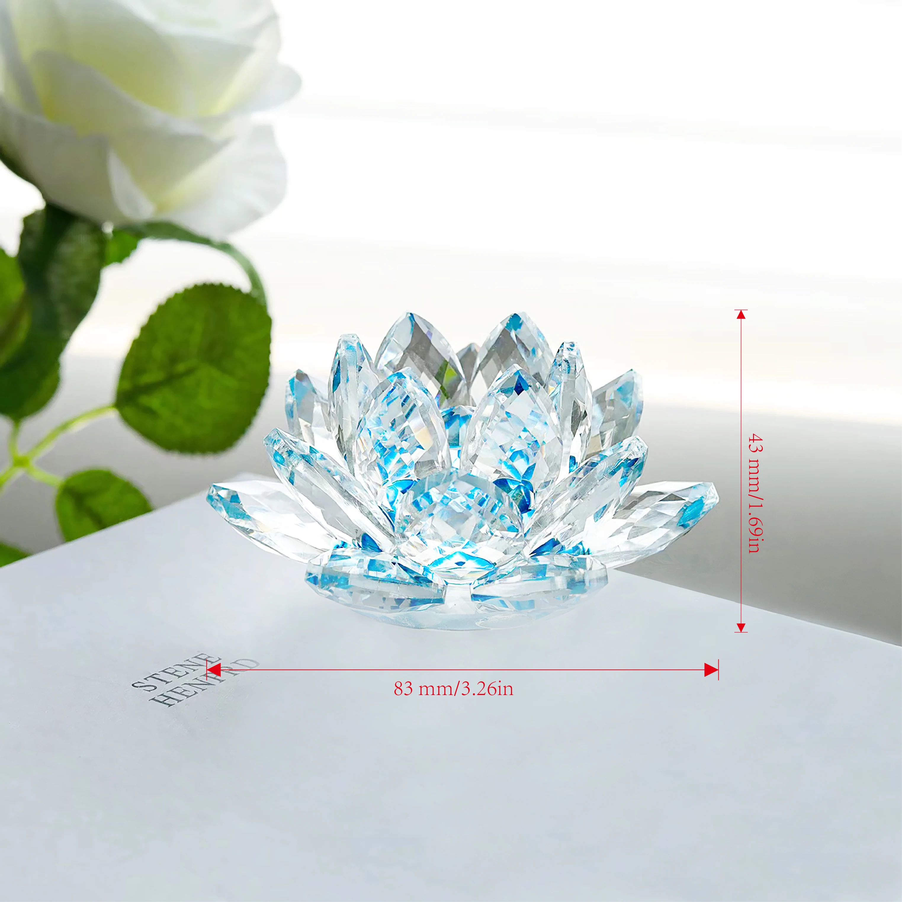 1pc 83mm/3.26in Sparkle Crystal Lotus Flower Hue Reflection Feng Shui Home Decor with Gift Box