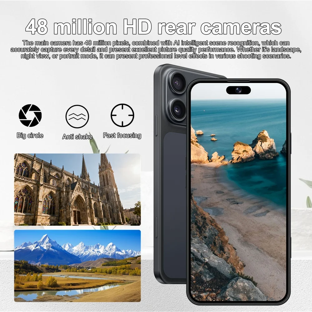 K-Touch Smartphone für 17 Pro Max 7,3 Zoll Vollbild-Handy 22G+2TB Mobiltelefon 16+48MP 5G Dual-SIM 7800mAh Akku Face ID Entsperrt Android 15 Handys – Detail 8
