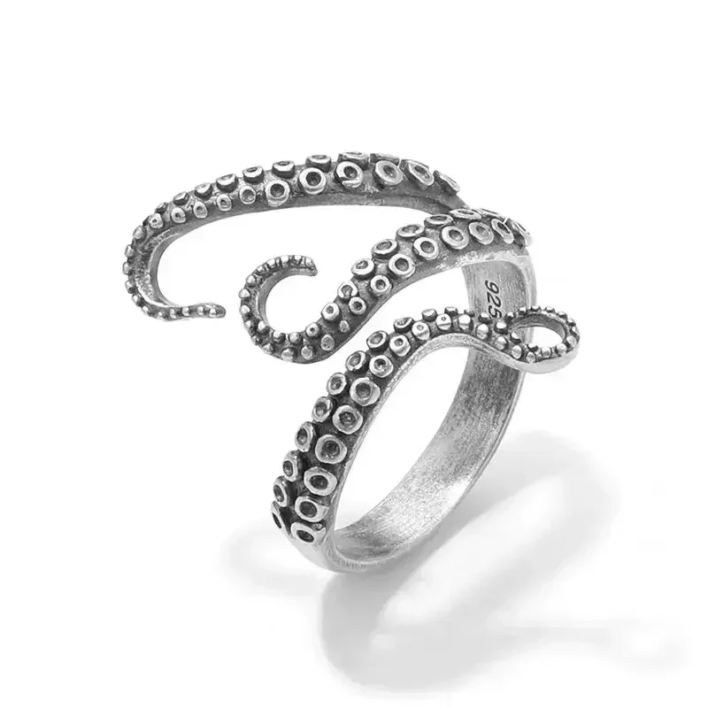 Deep Sea Devil Octopus Tentacle Opening Adjustable Ring Retro Punk Octopus Trendy Cool Jewelry for Men