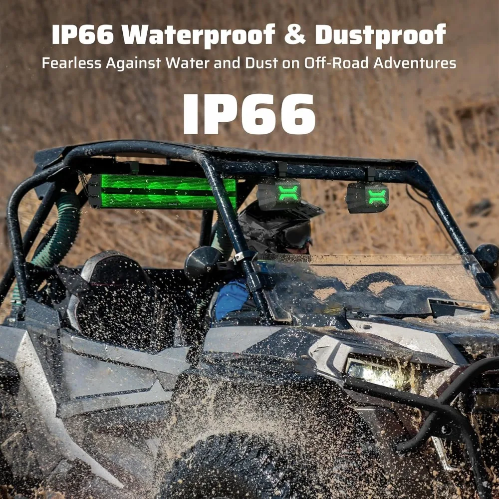 شريط صوت ستيريو UTV 2.1CH (مضخم صوت) ومكبرات صوت، 26 بوصة بلوتوث ATV مكبرات صوت مع أضواء RGB