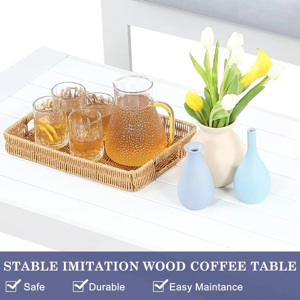 Conjunto de móveis para pátio externo, conjuntos modernos de conversa para pátio, sofá secional de metal para exterior com almofada de 5 polegadas e mesa de centro