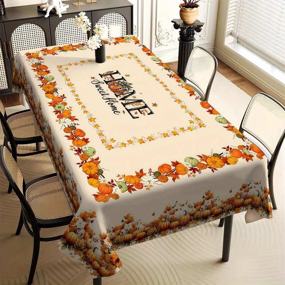 Fall Thanksgiving Pumpkins Maple Leaves Tablecloths for Table Decor Autumn Harvest Kitchen Dining Table Cloths Home Decorations