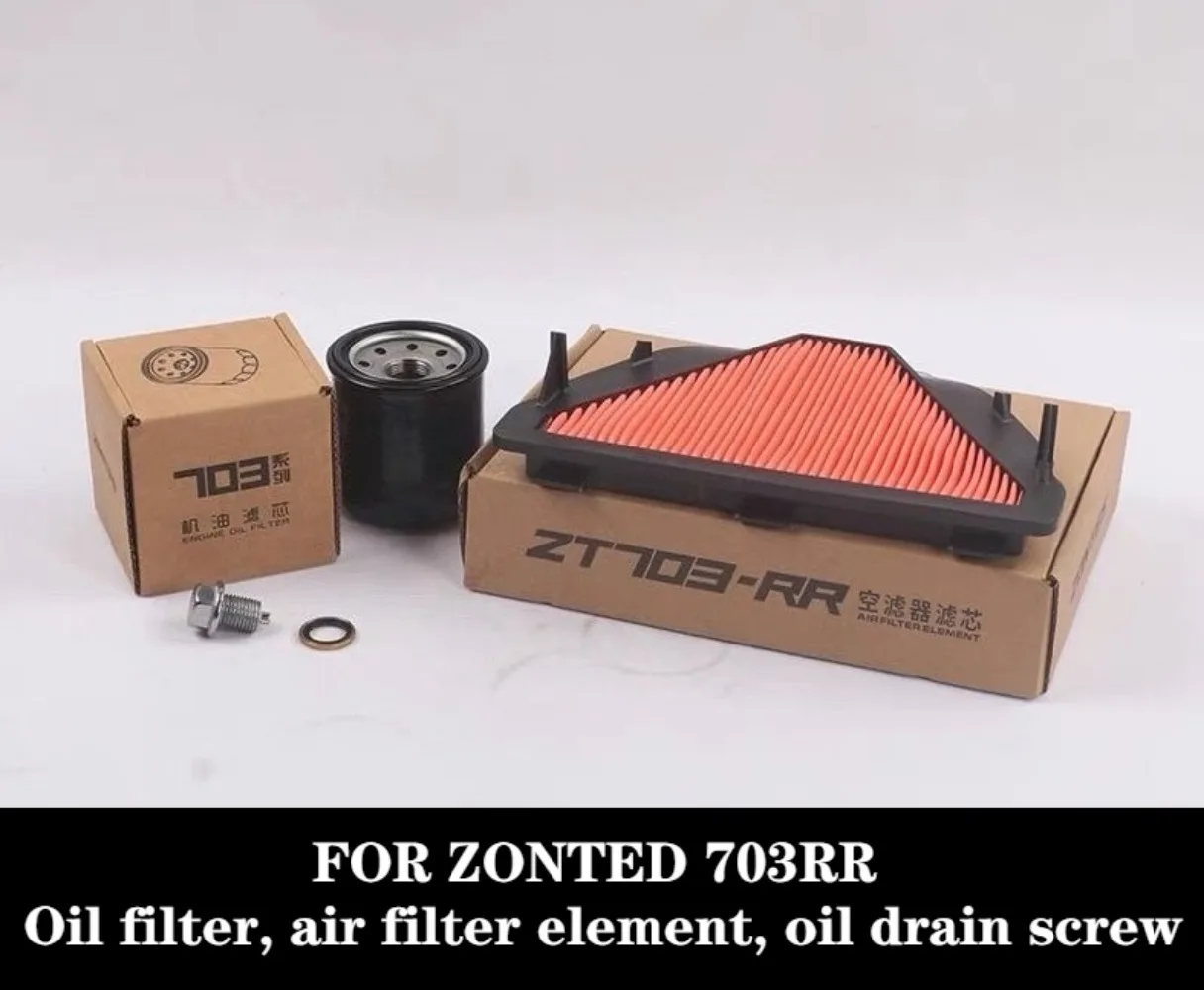 Oil Filter Element, Air Filter Element, Air Filter, Oil Drain Screw. Original Factory Parts for Zontes 703RR ZT703-RR 703T
