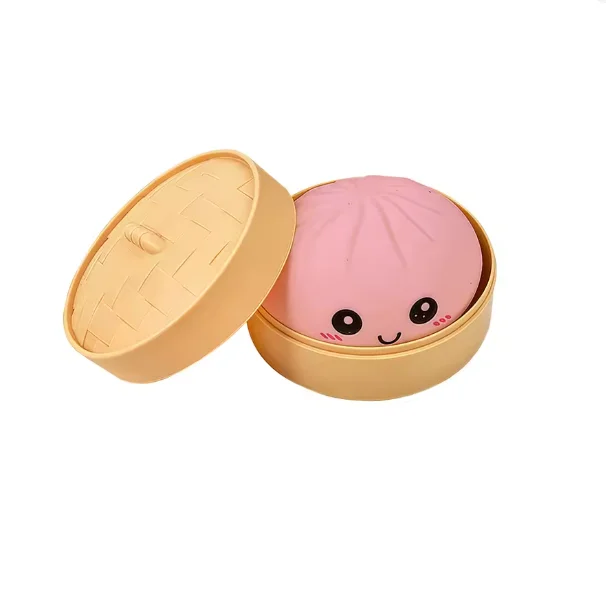 Simulatie Dumpling Squishy Rebound Zachte Knijp Stressbal Met Bamboe Stoommandje Anti-Stress Speelgoed Zintuiglijk Speelgoed Voor Creatief Cadeau