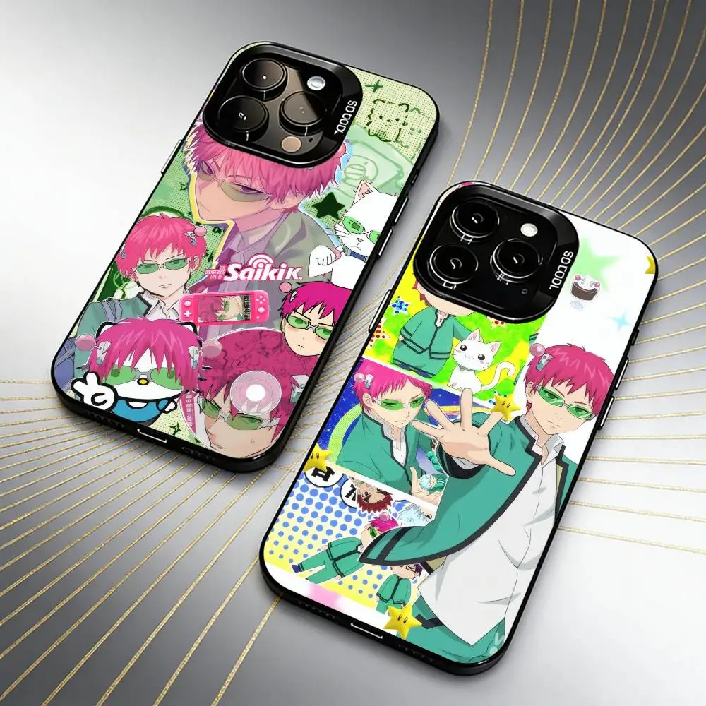 

Saiki-K k-Kusuo Anime Phone Case For iPhone 16 17 15 14 12 13 Pro Max Black Candy Matte Shockproof Cover