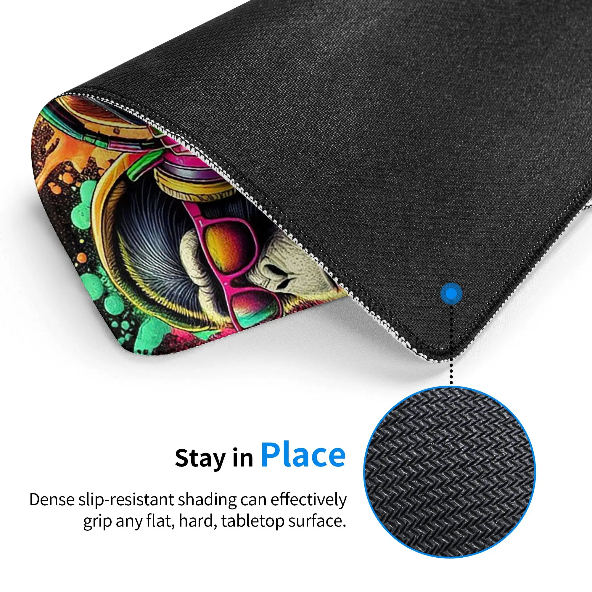 Three Monkeys With Vibrant Paint Splashes Mouse Pad Computer Keyboard Mouse Mat Gaming PC Laptop Desk Mat Office Table Mats
