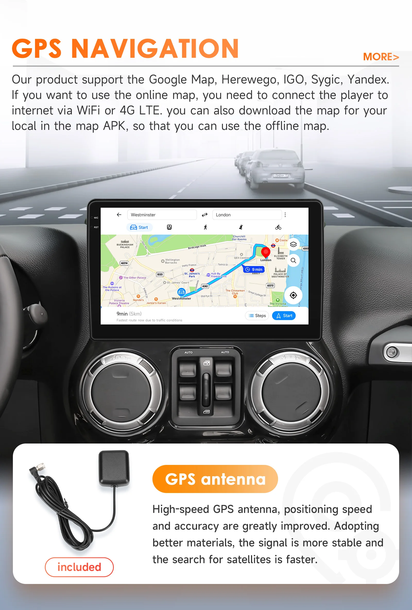 Android Auto Car Radio GPS Wifi Multimedia Video Player RDS For Jeep Wrangler/Grand Cherokee For Dodge Ram For Chrysler Sebring view 5