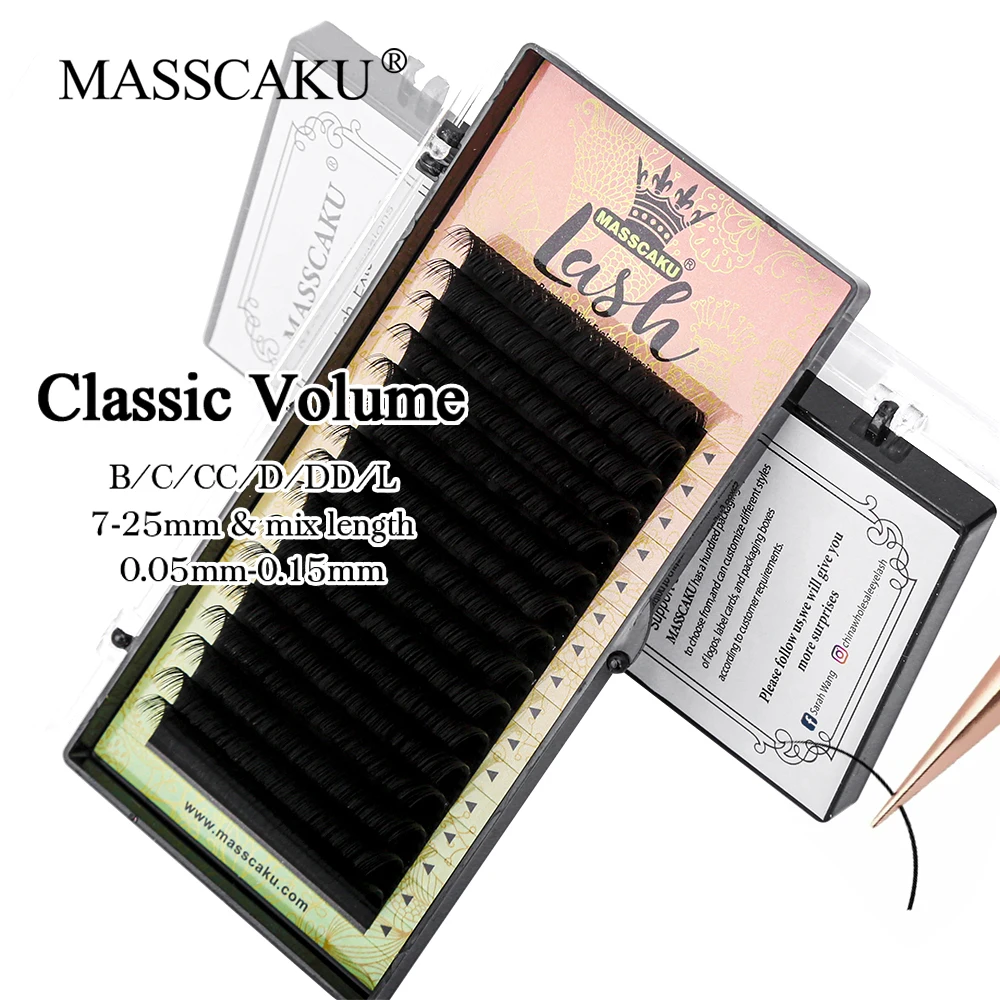 

16 Rows 0.05-0.20mm Handmade Eyelash Extension C D Curl Classic Volume Lash Synthetic Mink Individual Graft Eyelashes Wholesale