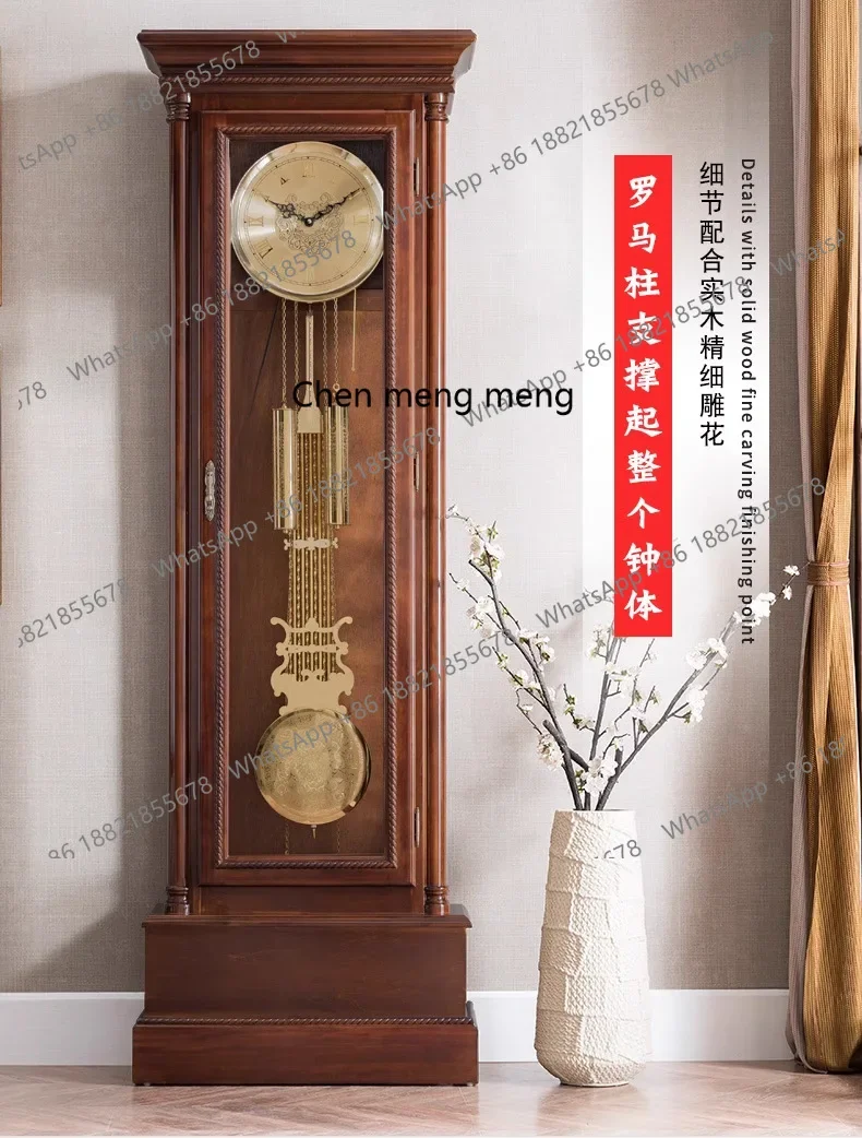 d178 Hys floor clock mechanical clock standing clock living room chinoiserieretro ornaments solid wood vertical pendulum