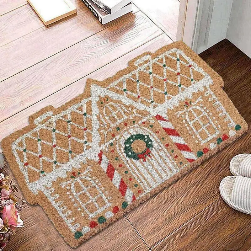 Christmas Door Mat Cartoon Imitation Cashmere Soft Floor Mat Non Slip Welcome Rug Bathroom Water Absorbing Carpet Home Decor