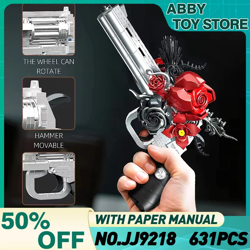 

New in Stock JJ9218 Crafted Rose Gun Toy Revolver Model Ornament Builing Blocks Puzzle DIY Children Toy Christmas Gift