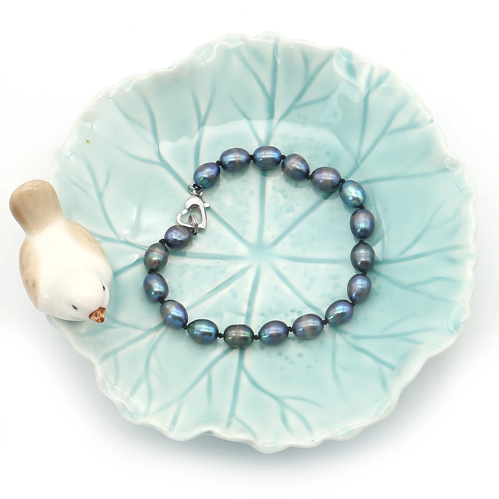 

Colorful Black Natural Freshwater Rice Pearl Spacer Bead Bracelet 7-8mm Baroque Pearl Beaded Bracelet For Fashionista Outfits