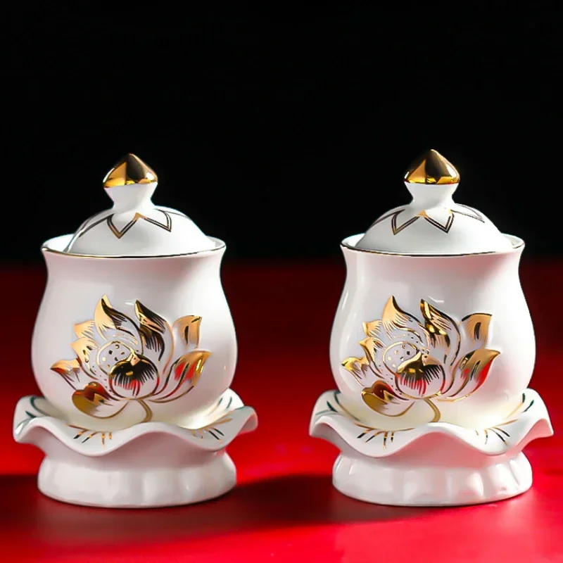 Chinese Creative Ceramic Incense Burner, Water Purification Cup,fruit Tray, Household Buddhist Temple,offering Buddhist Utensils