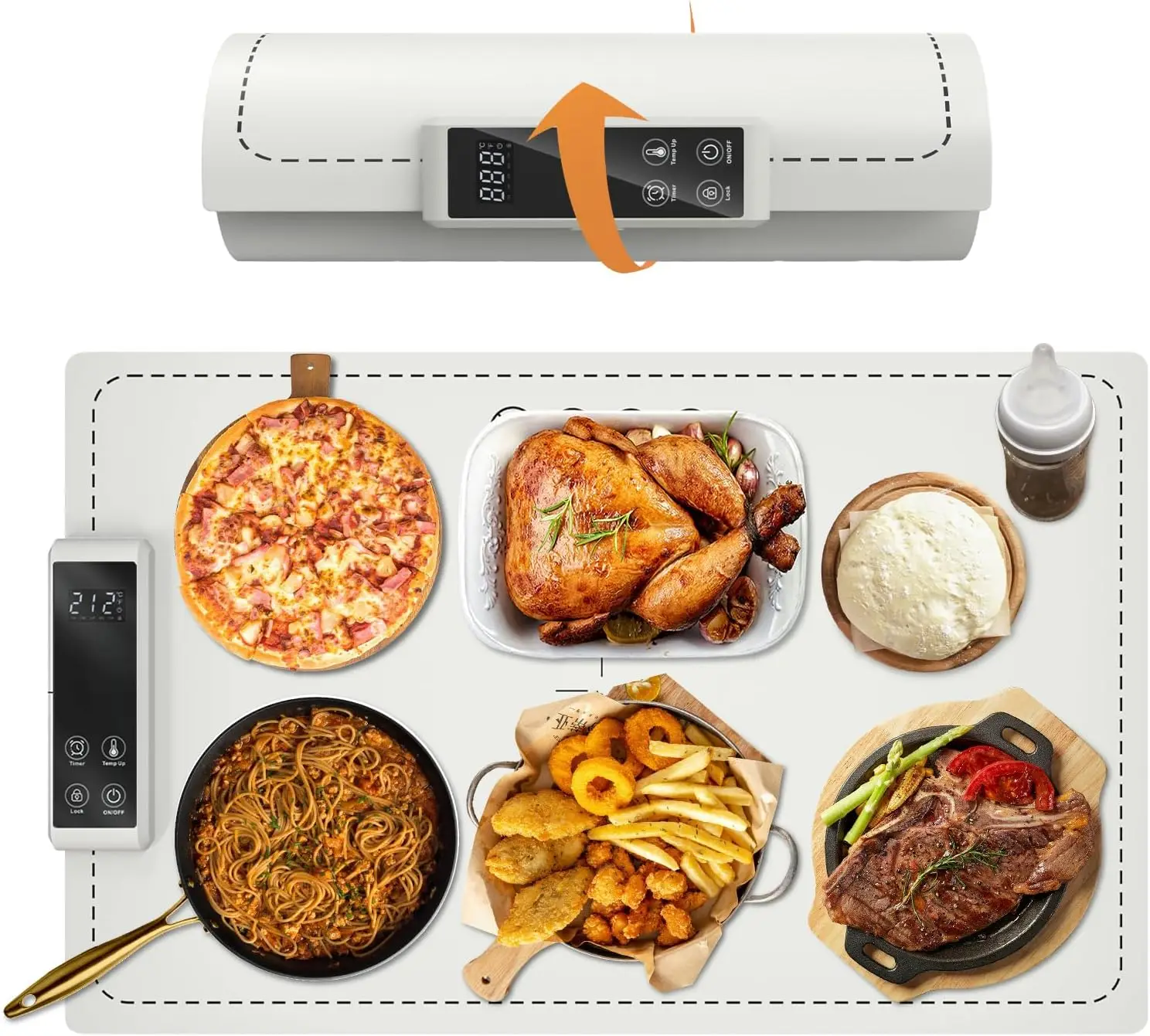 Warming Mat for Food,Electric Warming Tray for Buffet Party High-tech Graphene Heating Film Adjustable Temperature and Timer