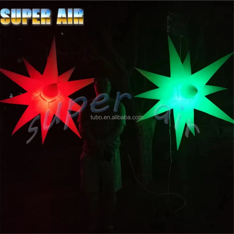 Charming outdoor program stage decoration hanging inflatable colorful lighting starfish