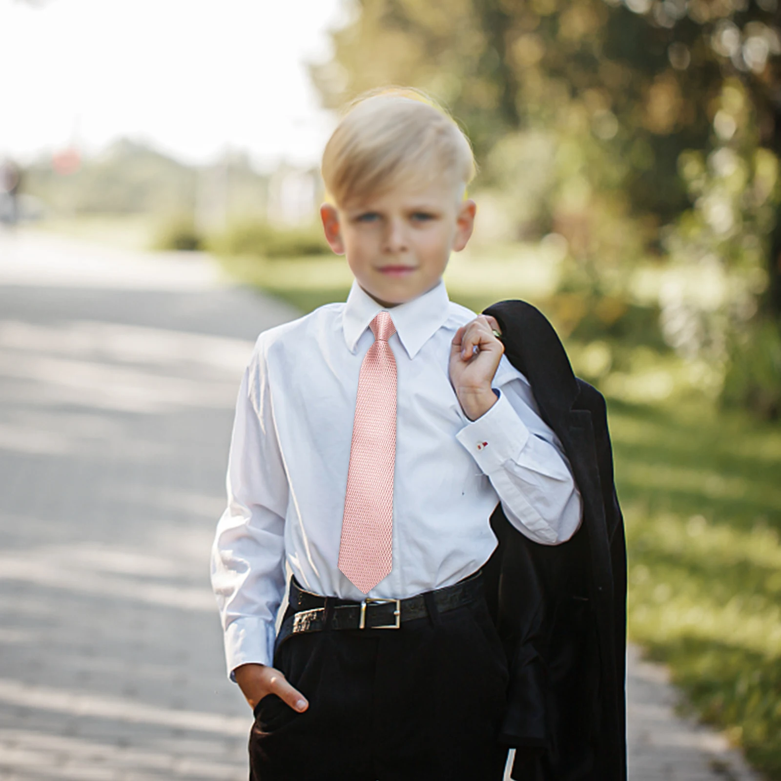 38*6cm Boys Girls Children's Tie Free Knots Elastic Strap Tie Students Kids Stage Performance Costume Accessories Photograph Tie