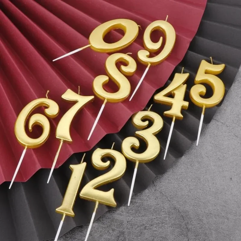 1 шт. золотые свечи для торта с номером «С Днем Рождения» 0 1 2 3 4 5 6 7 8 9 Топпер для торта Дети Девушки Мальчики Бар Детские товары для вечеринок Украшение