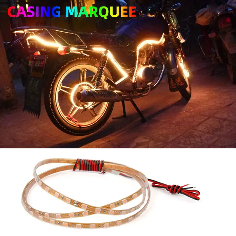 1pcs 45/90cm Motorcycle LED Strip Light Car Styling Interior Decorative Exterior Modification Aoto Ambient Light DRL Multi Color