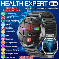 Para iOS Android nuevo reloj inteligente de medición de salud hombres oxígeno en sangre ácido úrico ECG + PPG presión arterial corporal HD Bluetooth llamada reloj
