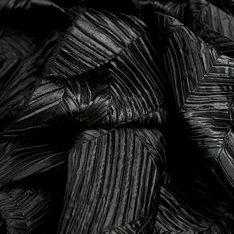 Black Composite Handmade Textured Fabric for Spring and Autumn Tops Jackets Skirts Clothing Fashion Designer Fabrics