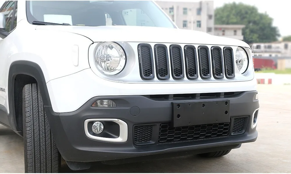 Car Accessories FOR Jeep renegade 2015-2016 2017 2018 High quality Metal Front Grille Around Trim Racing Grills Trim Car styling