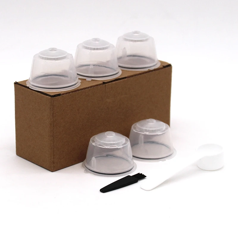 [NEWA66Z!】 5PCS Reusable For Nestle For Dolce Gusto Coffee Capsule Filter Cup Refillable Filter Basket Caps Reusable Spoon Brush