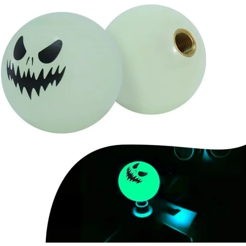 Funny Halloween Skull Smile Glow in Dark Green Ball Manual Gear Shift Knob