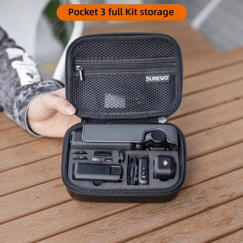 Portable Case PU Waterproof Bag Filter Wide-angle Lens TF Card MIC Transmitter Handle Storage Box for DJI Osmo Pocket 3 Gimbal