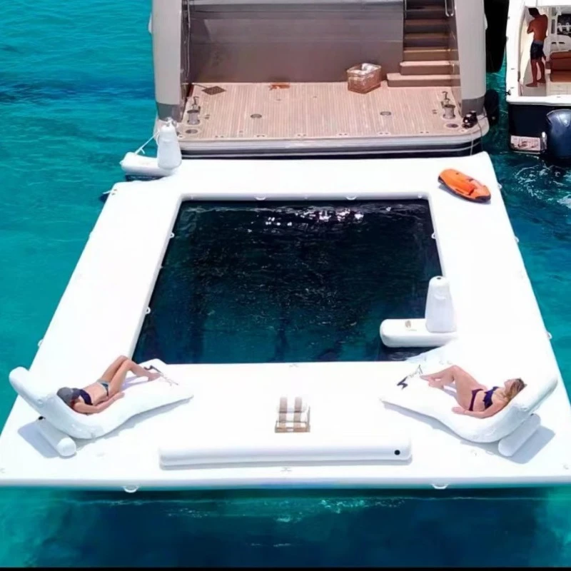 Inflatable sea floating platform, yacht matching diving pool, leisure floating pool
