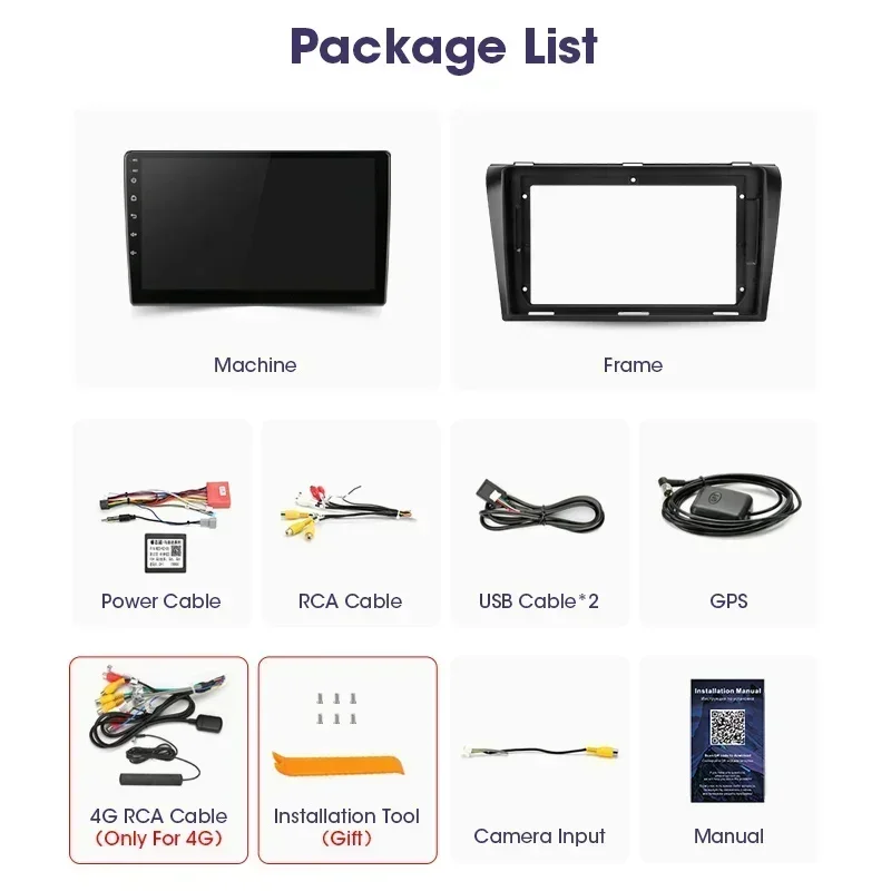 راديو السيارة اللاسلكي Carplay أندرويد لمازدا 3 2004-2009 مشغل وسائط متعددة 2 Din ستيريو Autoradio GPS والملاحة وحدة الصوت